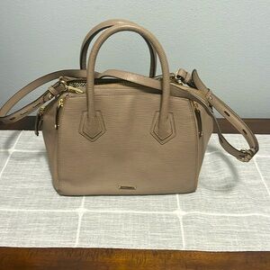 Gently used Rebecca Minkoff beige leather,crossbody satchel